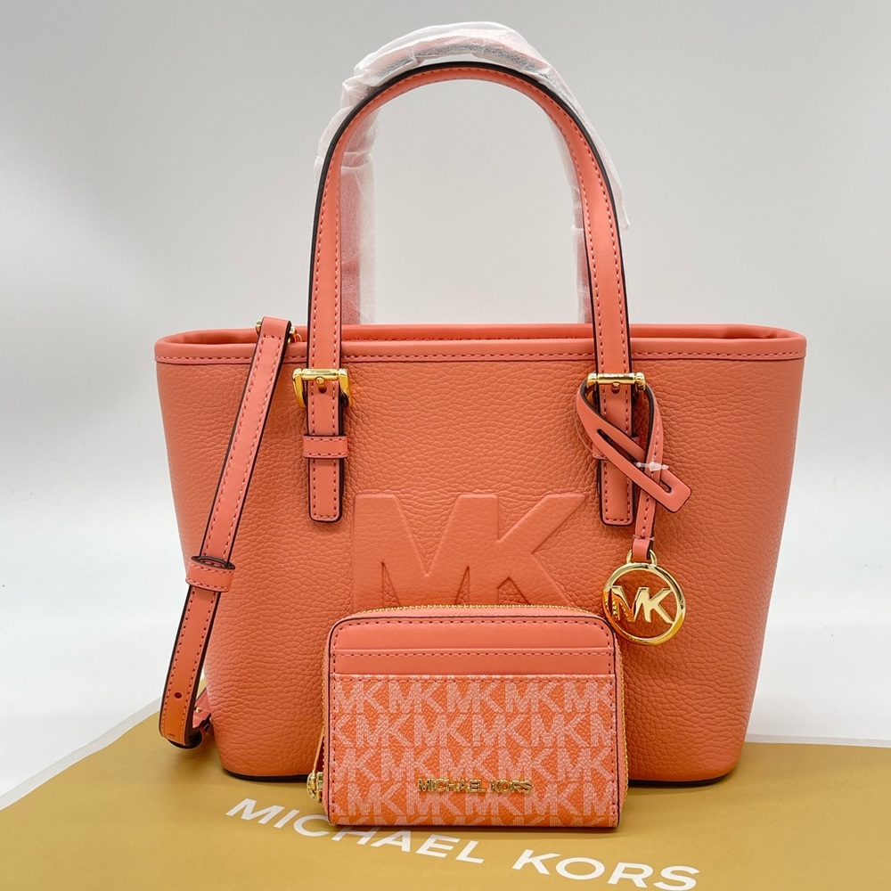 Michael Kors X Small Tote Crossbody Bag & MD ZA Card Case Wallet